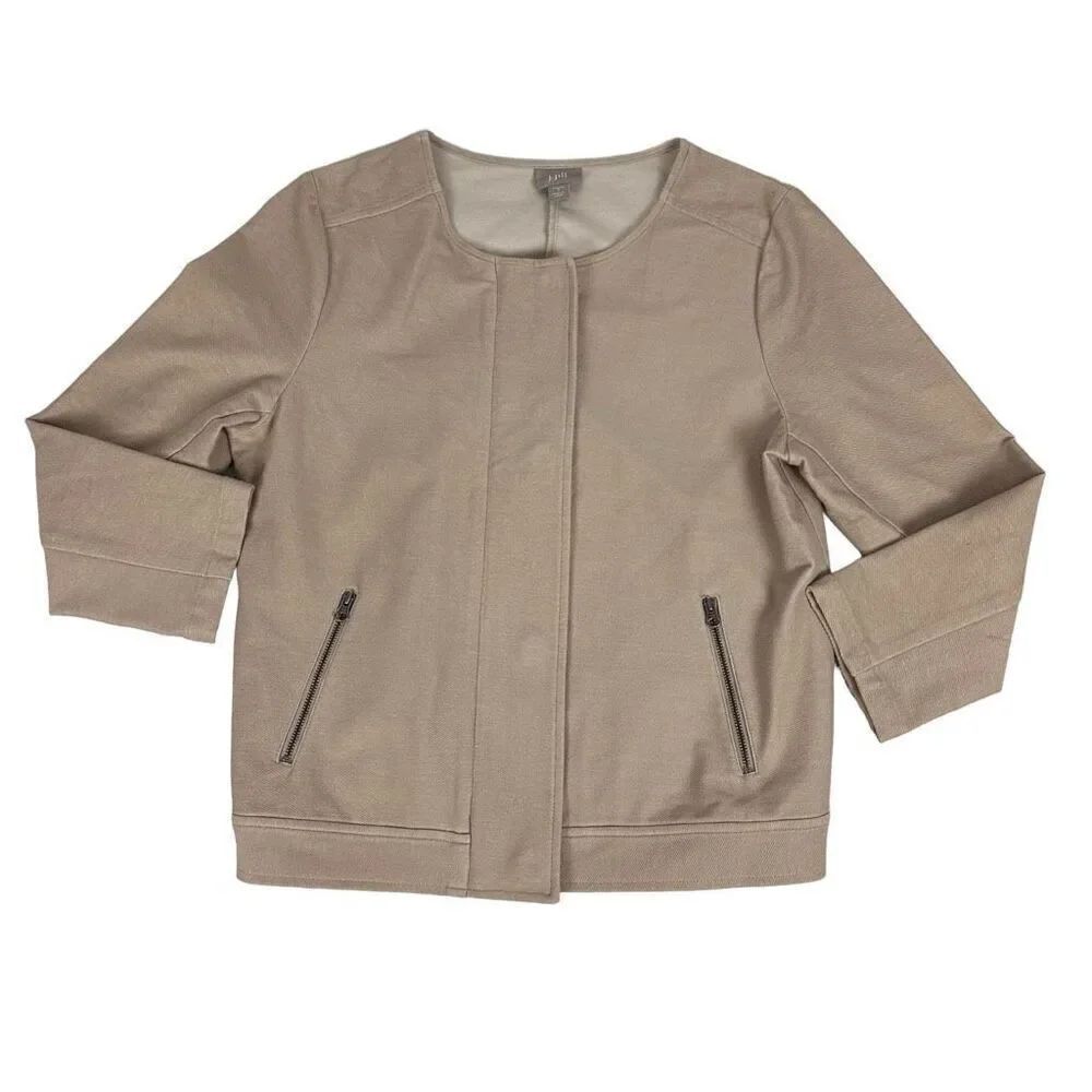 J. Jill Front Zip Jacket size Small Sandstone